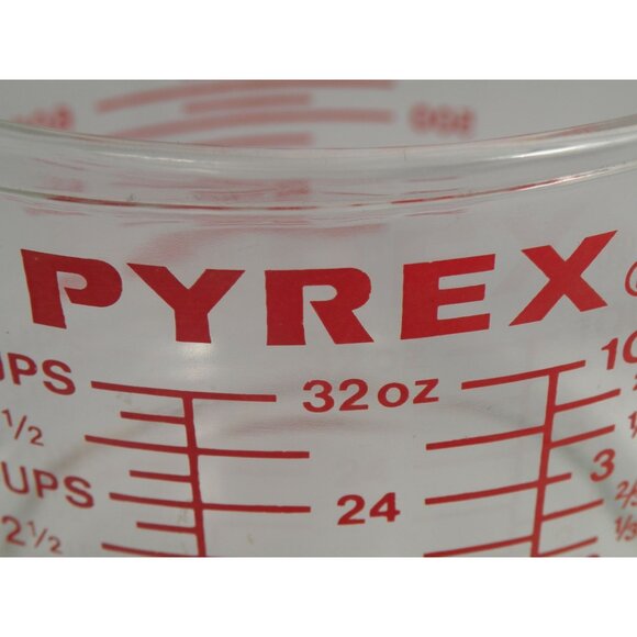 PYREX RARE Red  Vintage All Capital Letters 1 Quart / 4 Cup Glass PYREX Large Gl - Picture 9 of 11